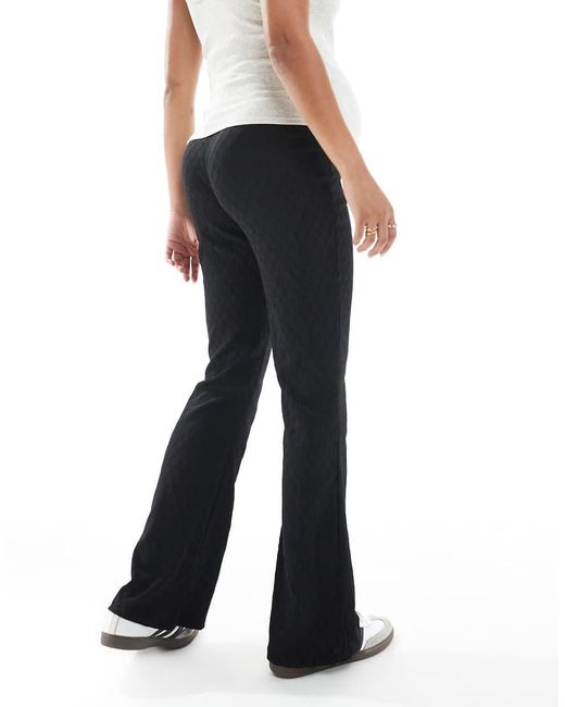 Mama.licious Black Mamalicious Maternity Jacquard Textured Stretchy Flare Trousers