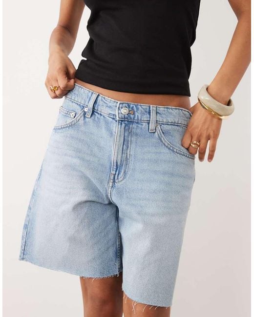 Mango Blue 100% Cotton Denim Shorts