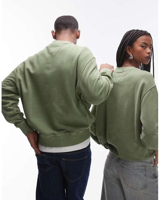 Felpa Slavato Con Toppa Del Logo di Tommy Hilfiger in Green