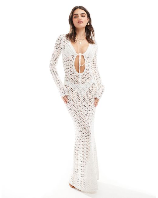 Robe mi-longue à manches longues Mango en coloris White