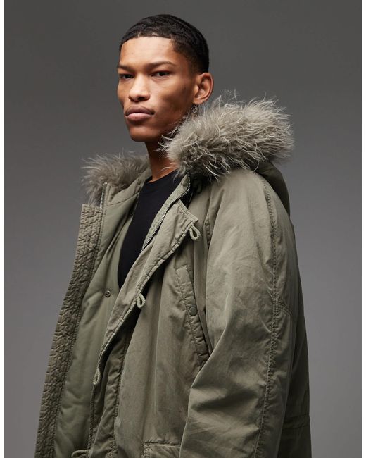 Parka longue doublée Collusion pour homme en coloris Gray