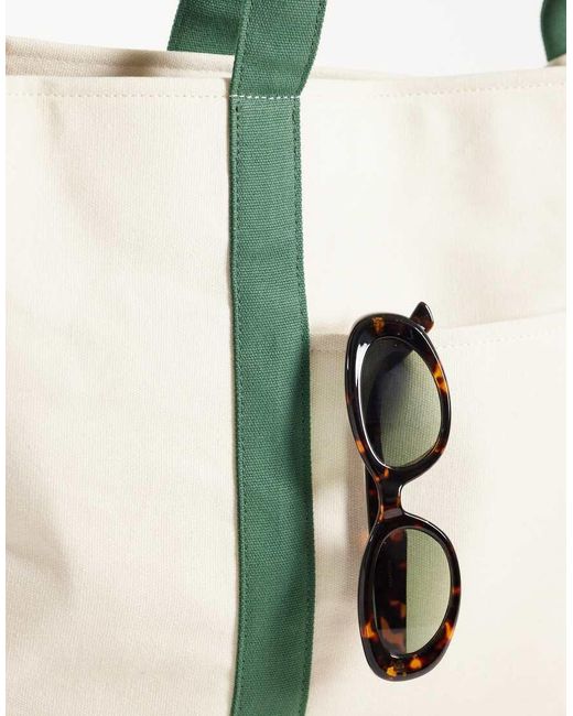 ASOS Blue Canvas Colour Block Tote Bag