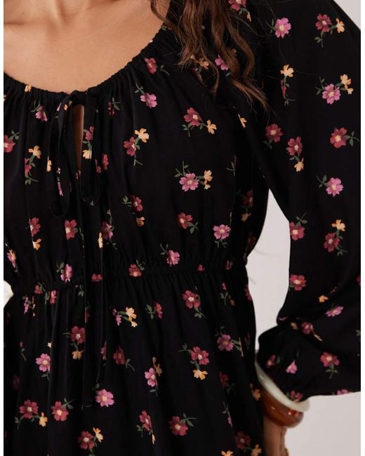 Miss Selfridge Black Miss Selfridge Spun Scoop Neck Mini Tea Dress