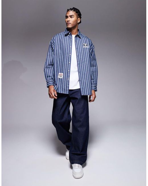 Japanese Vintage Wild Long Sleeve Striped Shirt Men and Women Loose Casual Harajuku Trend Oversized Button Up Shirt Thin Coat