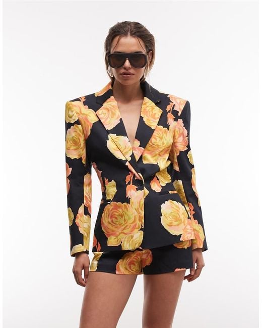ASOS Multicolor Blazer With Nipped Waist And Power Shoulder