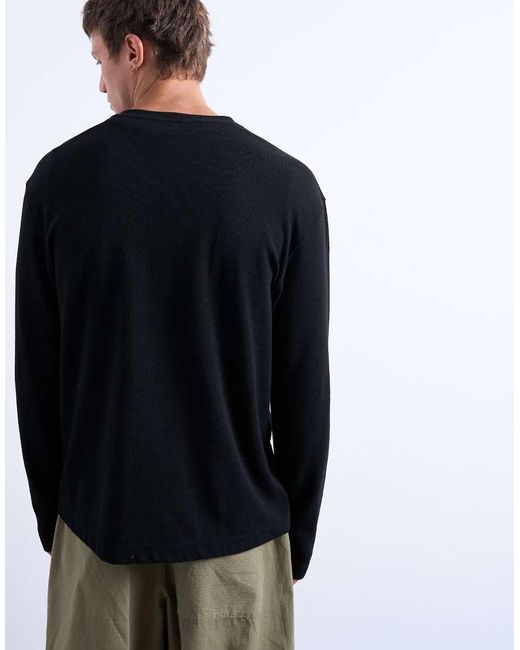 T-Shirt A Maniche Lunghe Oversize Nera di Topman in Gray da Uomo