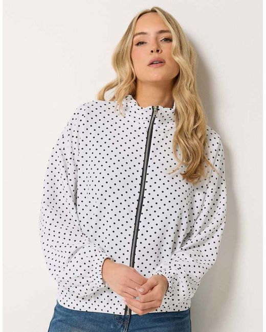 Long Tall Sally Gray Polka Dot Funnel Neck Jacket