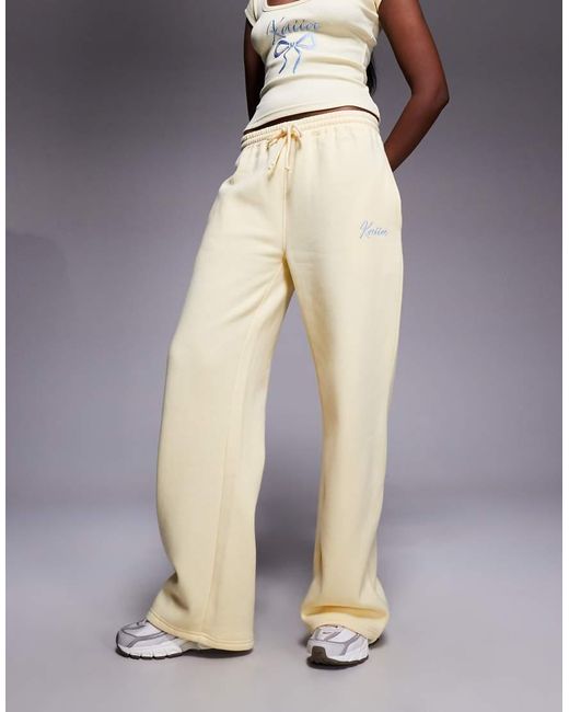 Kaiia Blue Cotton Rich Embroidered Bow Logo Wide Leg joggers Co-ord
