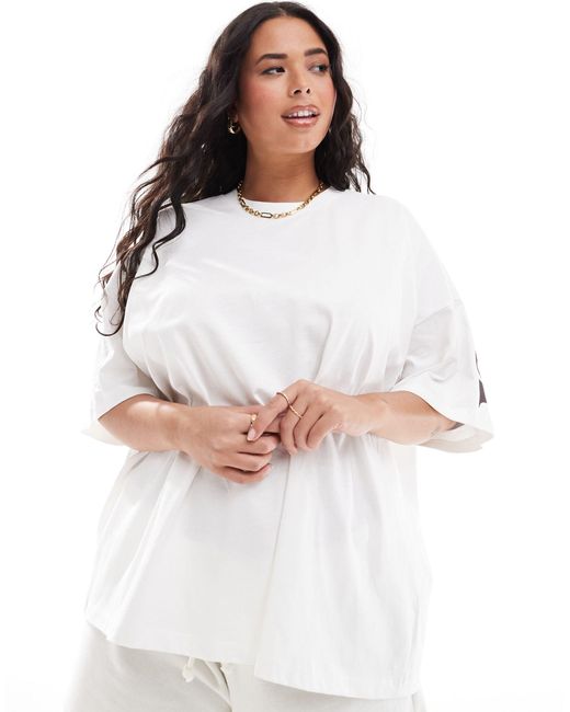 ASOS White Asos Design Curve Oversized T-shirt With Paris Stacked Back Graphic