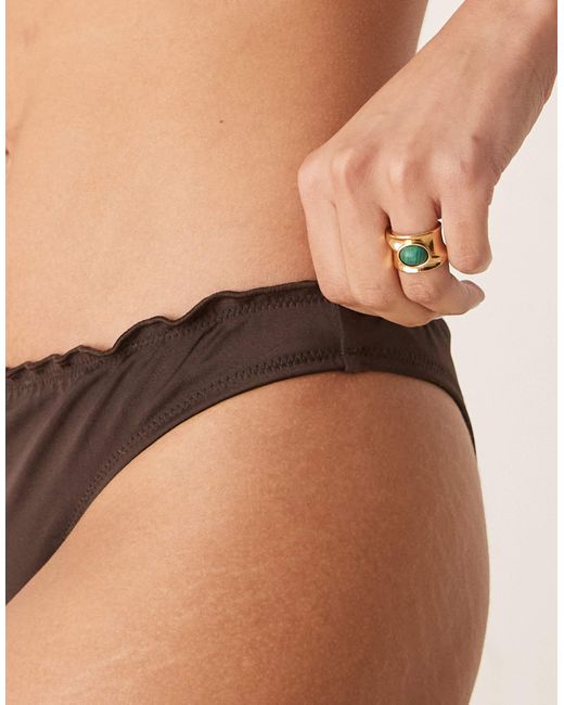 Free Society Brown – geraffte bikinihose
