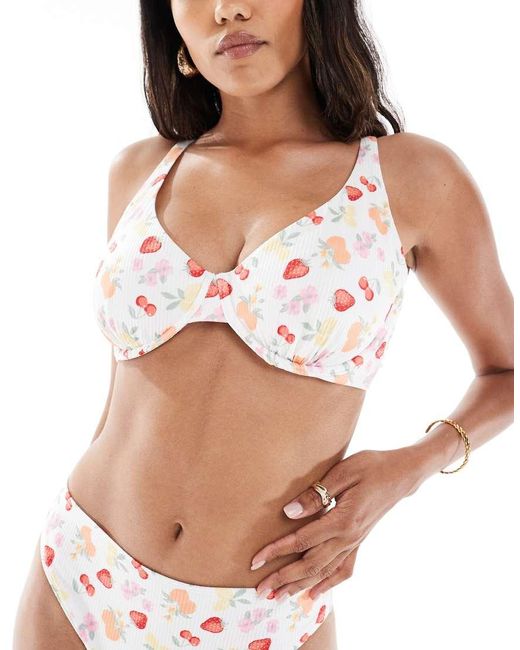 Hollister White Curvy Underwire Bikini Top Co-Ord