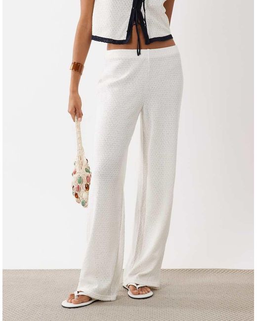 Mango White Nati Cotton Mix Knitted Trouser Co-Ord