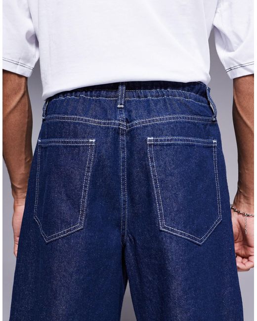 Short mi-long en jean noué devant - brut ASOS pour homme en coloris Blue