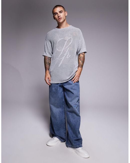 Liquor N Poker Gray Knit Jersey Top With Rebel 13 Logo for men