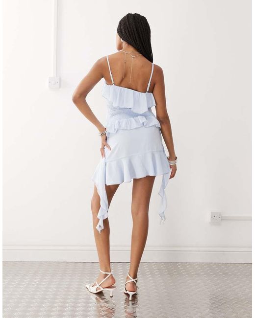 Amy Lynn Natural Asymmetric Wrap Ruffle Mini Skirt Co-Ord