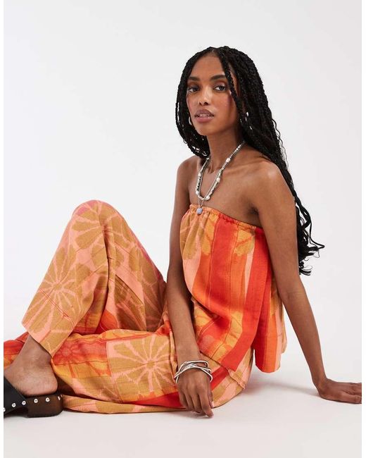 Free People Orange Devella Set