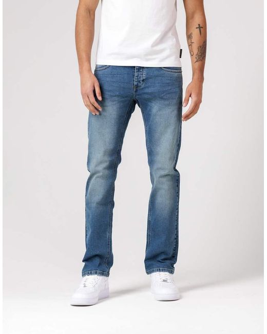 French Connection Blue Cotton Slim Fit Stretch Denim Jeans for men