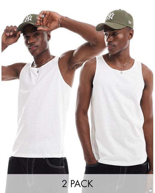 Another Influence White 2 Pack Classic Vests for men