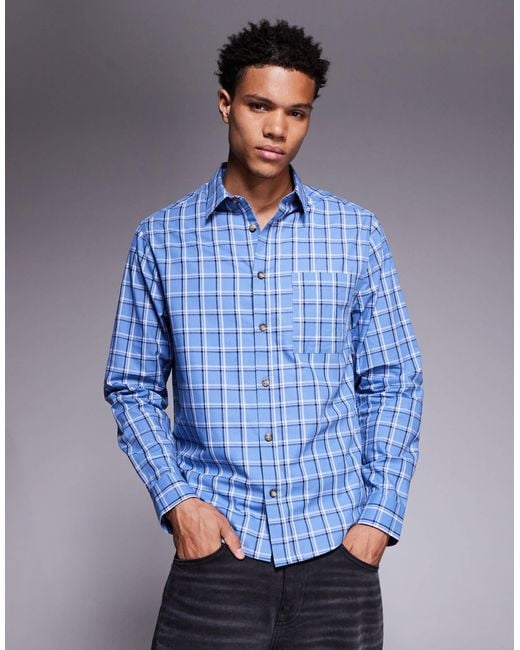 ASOS Blue Regular Fit Check Shirt for men