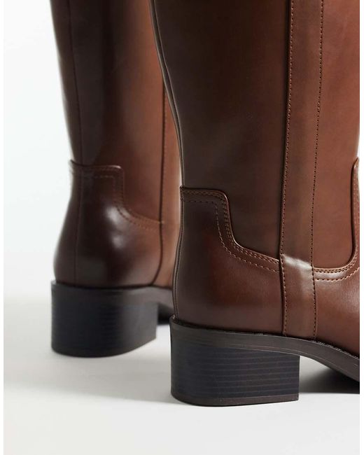 ASOS Brown Curve Cherry Pull On Trucker Boot