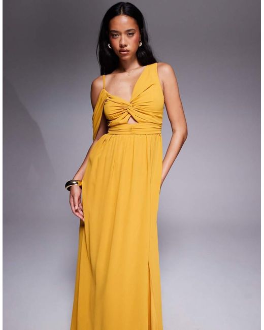 TFNC London Multicolor Asymmetric Maxi Dress With Drape Back