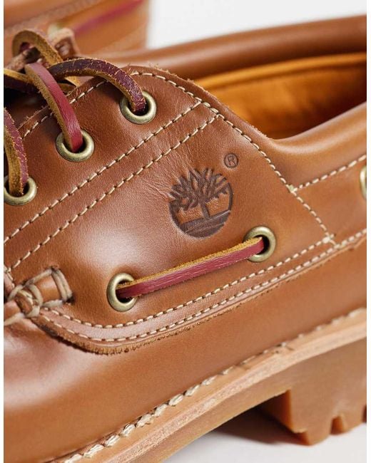 Timberland Brown 3 Eye Boat Shoes for men