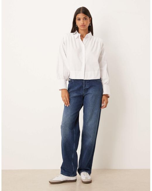 ASOS White Gathered Shirt With Shoulder Pads