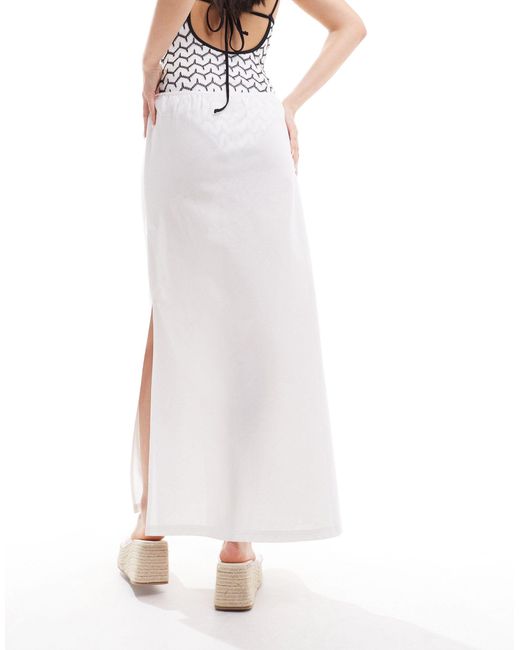 Collusion White Beach Linen Maxi Skirt With Bow