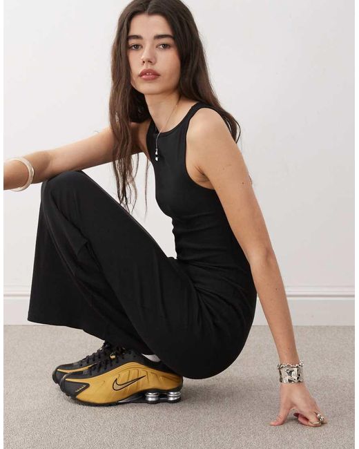 Collusion Black Slash Neck Maxi Dress