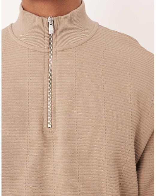 Sudadera Beis Extragrande Con Cremallera Corta De -Neutro ASOS de hombre de color Natural