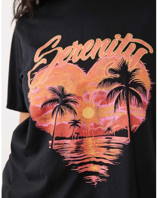 ASOS Black Asos Design Curve Baby Tee With Serenity Sunset Graphic