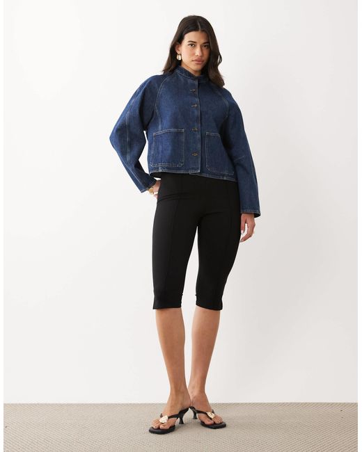 ARKET Blue Denim High Neck Bomber Jacket