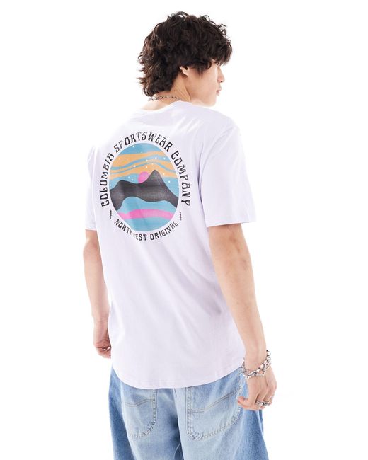 Rollingwood - t-shirt avec imprimé dans le dos - lilas - exclusivité asos Columbia pour homme en coloris White