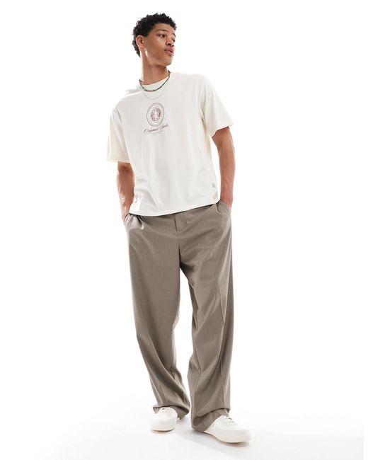 T-shirt oversize avec imprimé sur le devant - cassé Jack & Jones pour homme en coloris White
