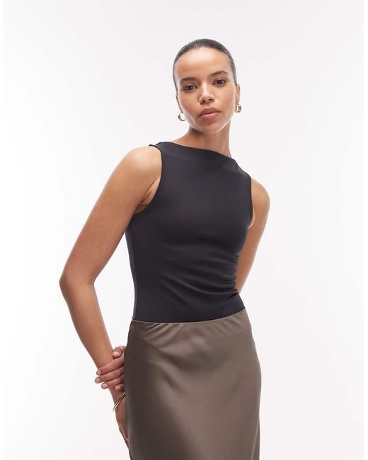 ASOS Black Super Sculpting Boat Neck Bodysuit