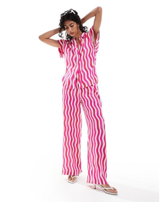 Mango Pink Wave Stripe Co-Ord Trousers