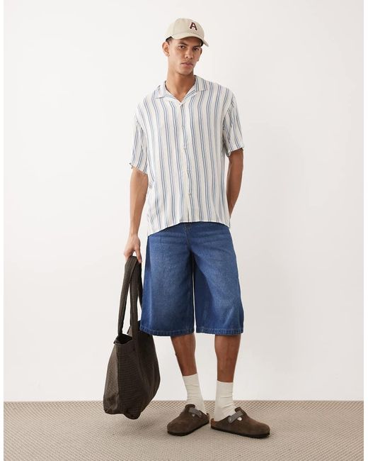 Jack & Jones White Stripe Shirt With Short Sleeves for men