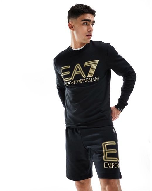 Emporio armani - sweat d'ensemble à logo fluo devant EA7 pour homme en coloris Black