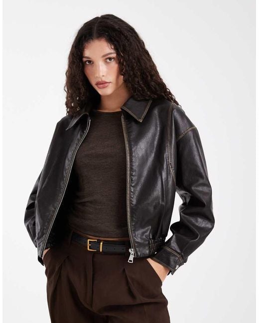 Wednesday's Girl Black Wednesdays Girl Faux Leather Oversized Jacket