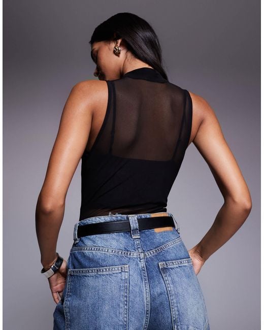 ASOS Blue – body aus durchscheinendem netzstoff