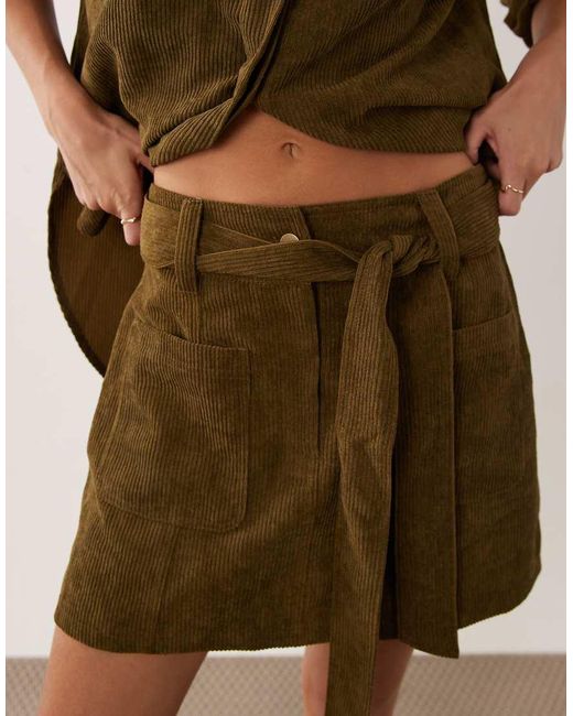 ASOS Natural Corduroy Mini Skirt