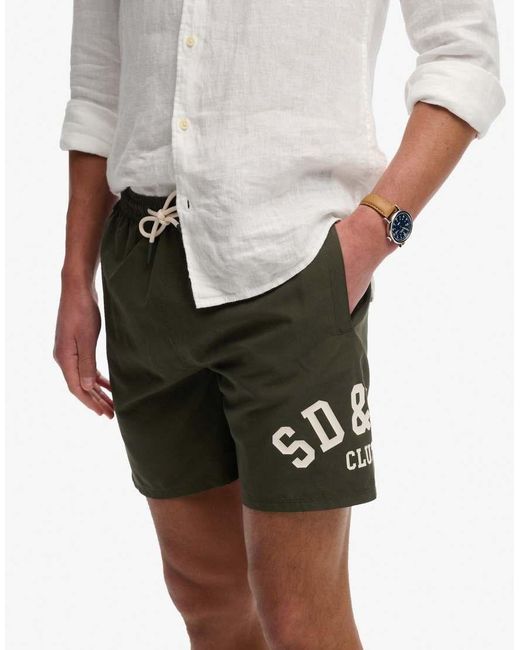 Superdry Green Printed Logo 16-Inch Swim Shorts for men