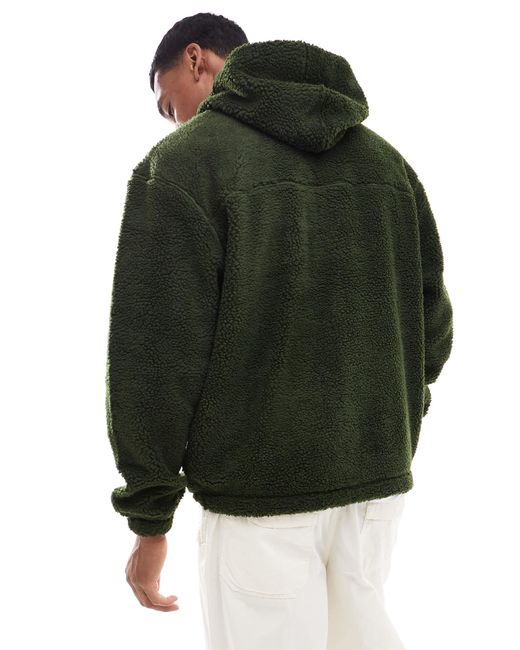 ASOS – bestickter oversize-kapuzenpullover aus teddyfell in Gray für Herren