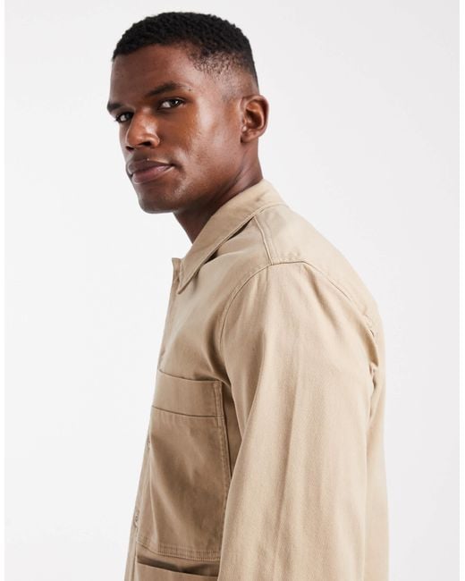 Only & Sons Natural Overshirt With Wide Pockets for men