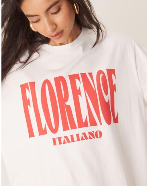 ASOS Oversized T-Shirt Met Florence-Print in het Red