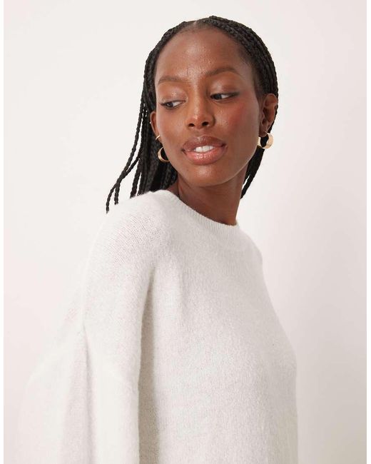 Jdy White Drop Shoulder Knitted Jumper