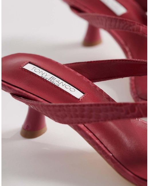 Tony Bianco Red Krista Kitten Heel Toe Thong Sandals