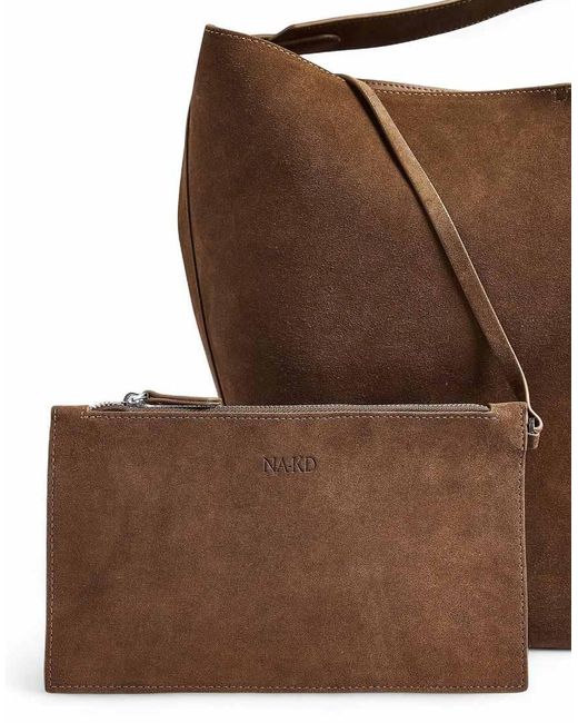 NA-KD Brown Soft Suede Tote Bag