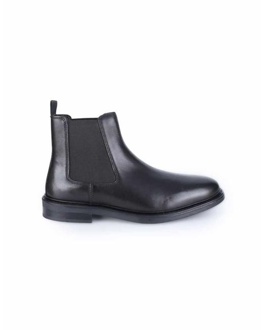 OFF THE HOOK Black Torrance Leather Slip-On Chelsea Boots for men