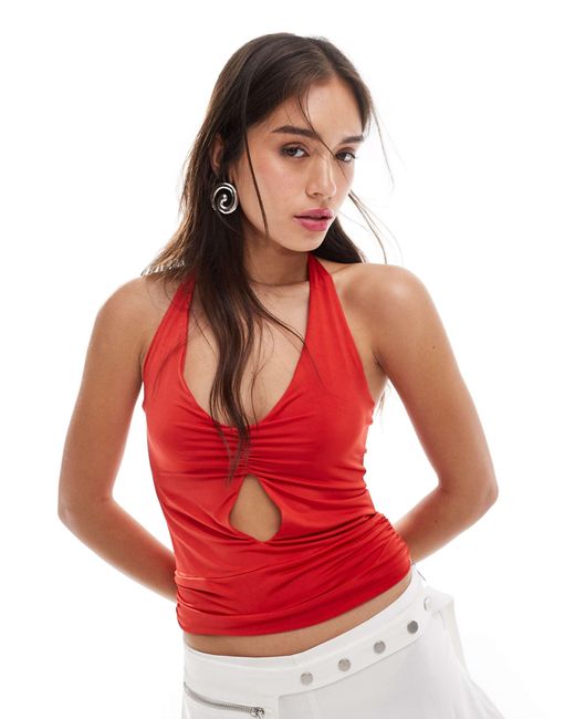 X siedres - top à découpe et encolure américaine Mango en coloris Red